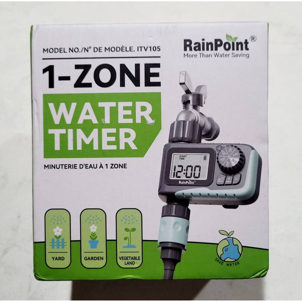 NEW RainPoint Programmable 1 Zone Water Timer Model Number ITV105 OPEN BOX